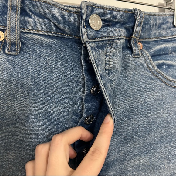 Free People We The Free Curvy Distressed Button Fly Jean Shorts - Picture 5 of 5